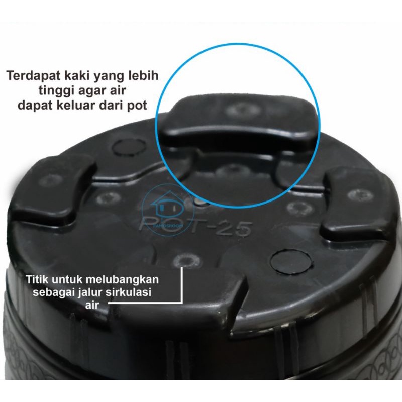 Pot Kembang 25cm Hitam Glossy Pot Bunga  POT TANAMAN Sepanjang Masa Pot Terbaru