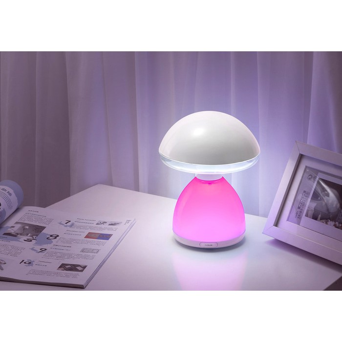 Rechargeable Mushroom Table Lamp With 7 LED Colors - Tap Activated