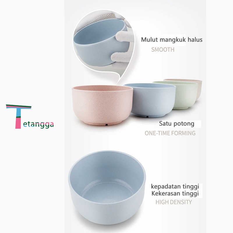 4 IN 1 Mangkok Wheat Straw/Mangkuk Makan Bowl Set 4pcs Warna Warni Wheat Bowl Set Mangkuk Keluarga