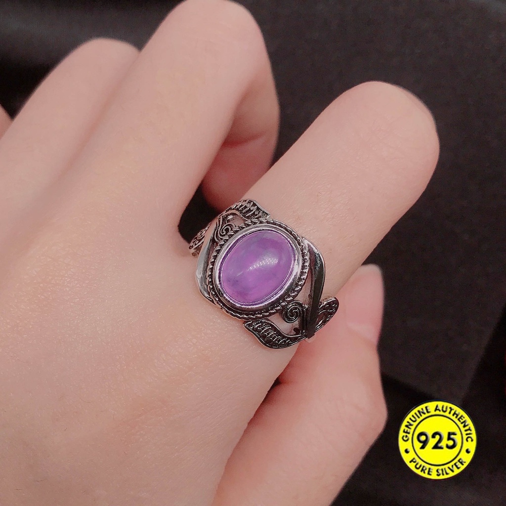 Cincin Berlian Imitasi Amethyst Bahan S925 Silver Untuk Perhiasan