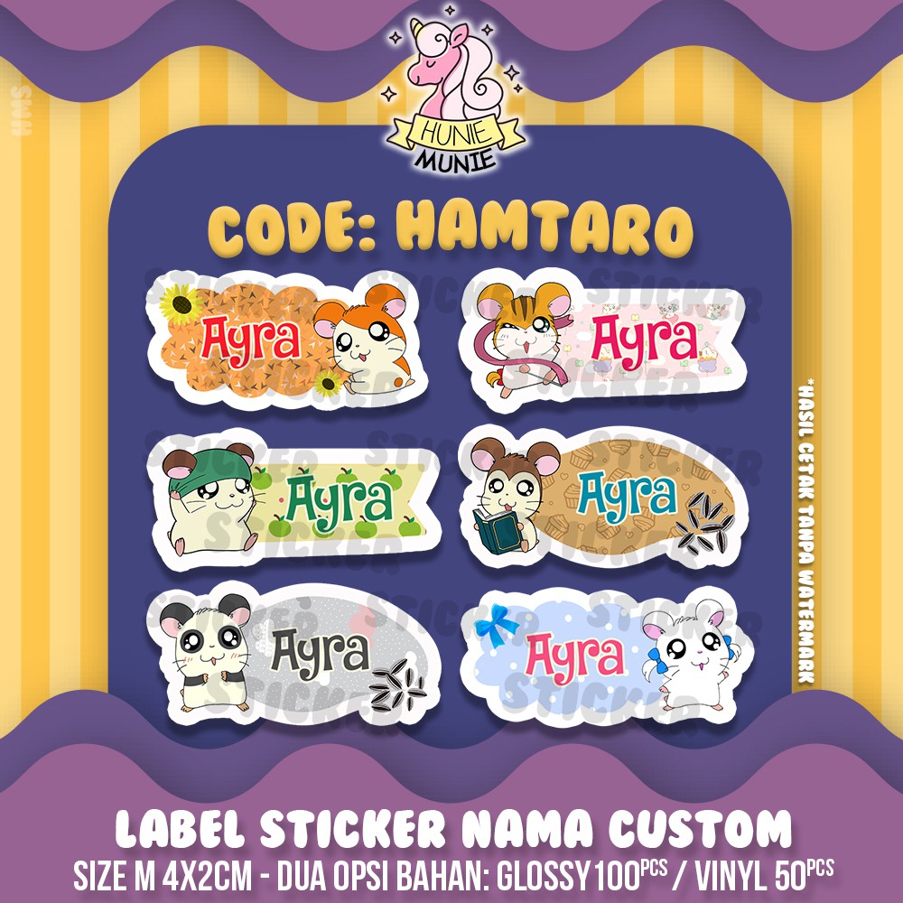 

Sticker Nama Custom - Hamtaro (100pcs+) Stiker