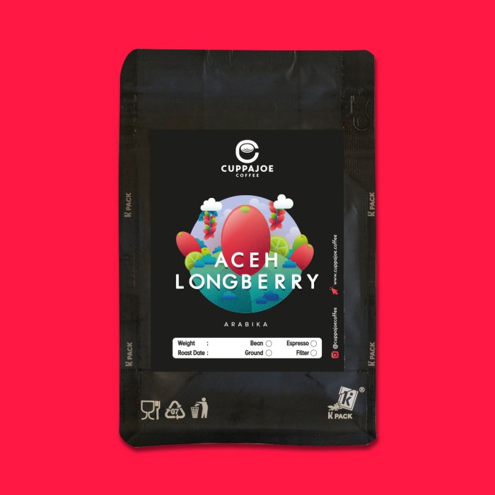 

r0eree Kopi Arabika Aceh Longberry 100 Gram (Biji/Bubuk) - Biji Ds20X11