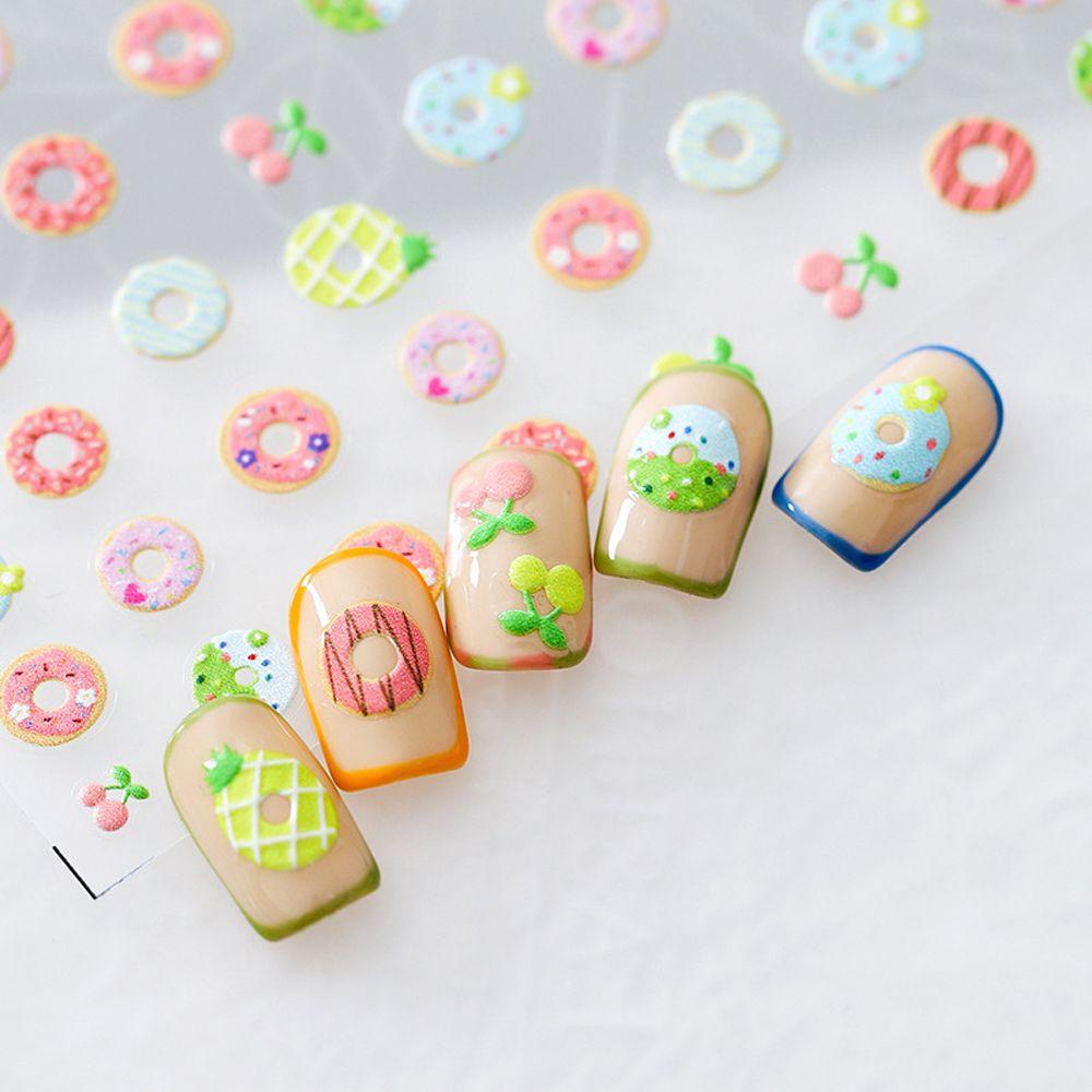 Mxbeauty Kartun Stiker Kuku Cherry Bintang Spaceman Pelangi Roket Perekat Diri DIY Nail Art Dekorasi