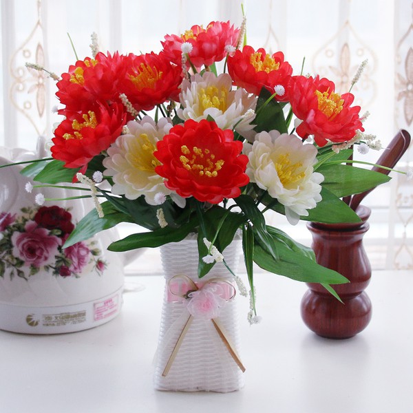 Basket Vase Flower - Bunga Rose Plastik Pajangan Hiasan Rumah Vase PVC