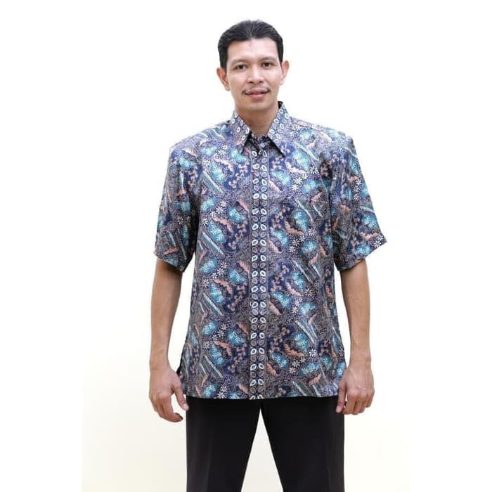Baju Hem Pria Batik Bahan Sutra Premium Lengan Pendek