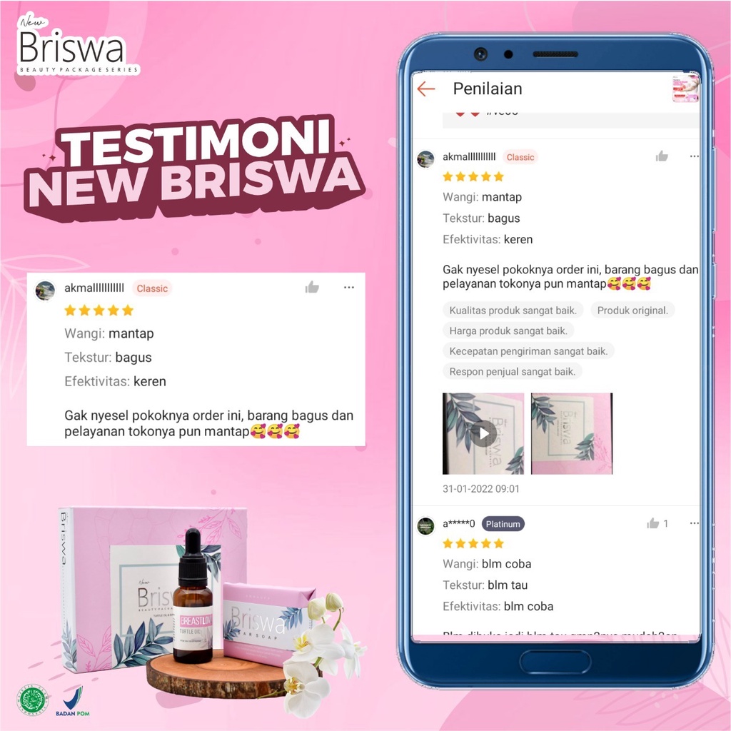 New Briswa - Beauty Package Minyak Bulus Asli Murni Minyak Bulus Pembesar Payudara Bokong Ampuh Atasi Strectmark Berkhasiat Sebagai Pengencang &amp; Pembesar Payudara Bokong Hilangkan Bekas Jerawat Luka Bakar Flek Hitam Terapi Alat Vital Pria