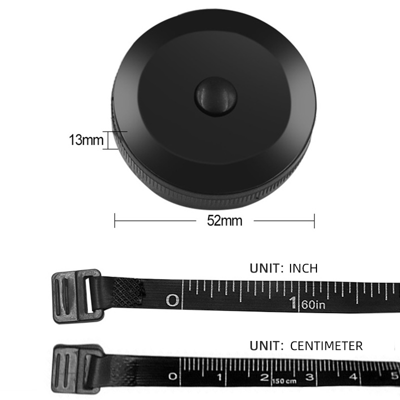 150cm Retractable Black Tape Measuring Clothes Ruler Mini Student Tape Measure 60 Inches