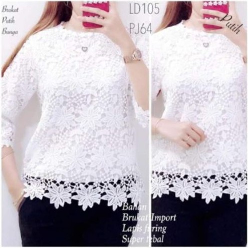 blus atasan baju polos fashion wanita brukat import
