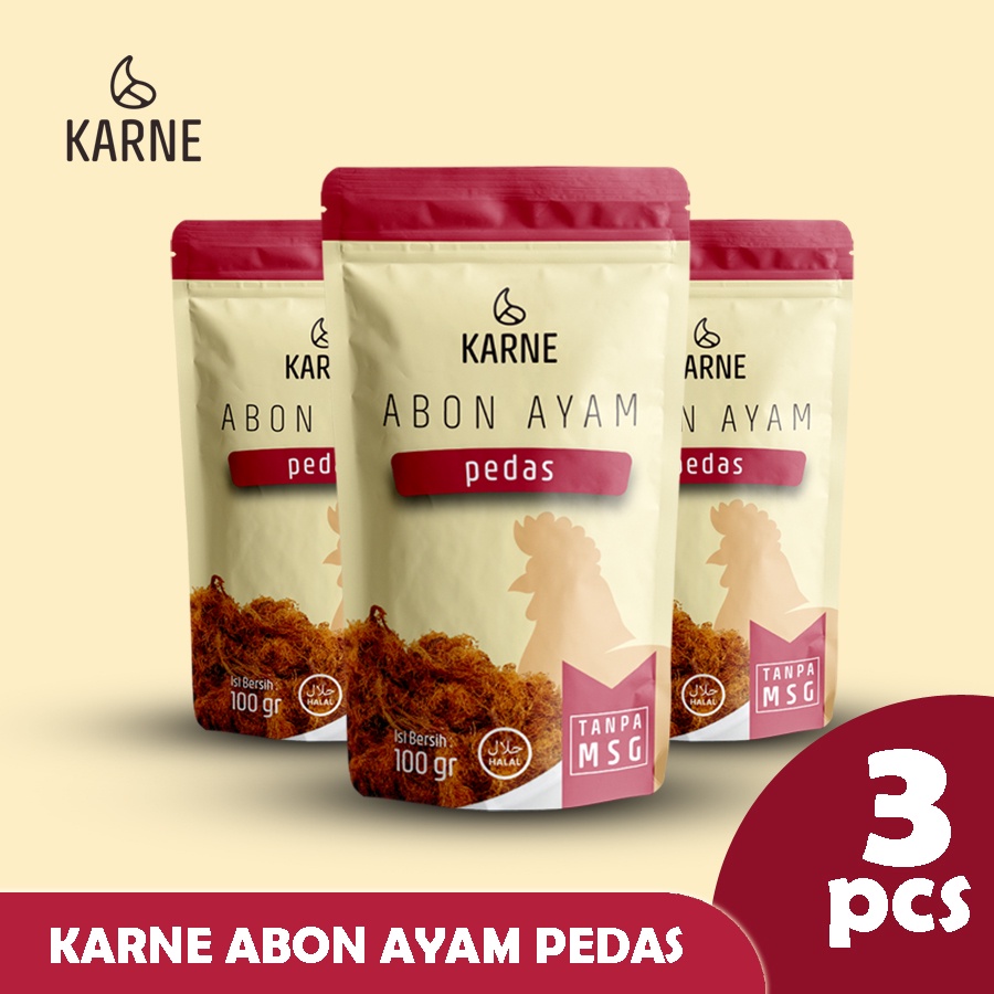 

Chicken Floss Crunchy Spicy Abon Ayam Pedas Karne Paket 3pcs 100gram