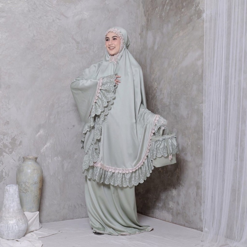 Mukena Dewasa MUKENA DEWASA DAILLY ANNUR REMPEL RENDA MEWAH JUMBO 1.1(D1D9) Mukena Dewasa Rayon Muke