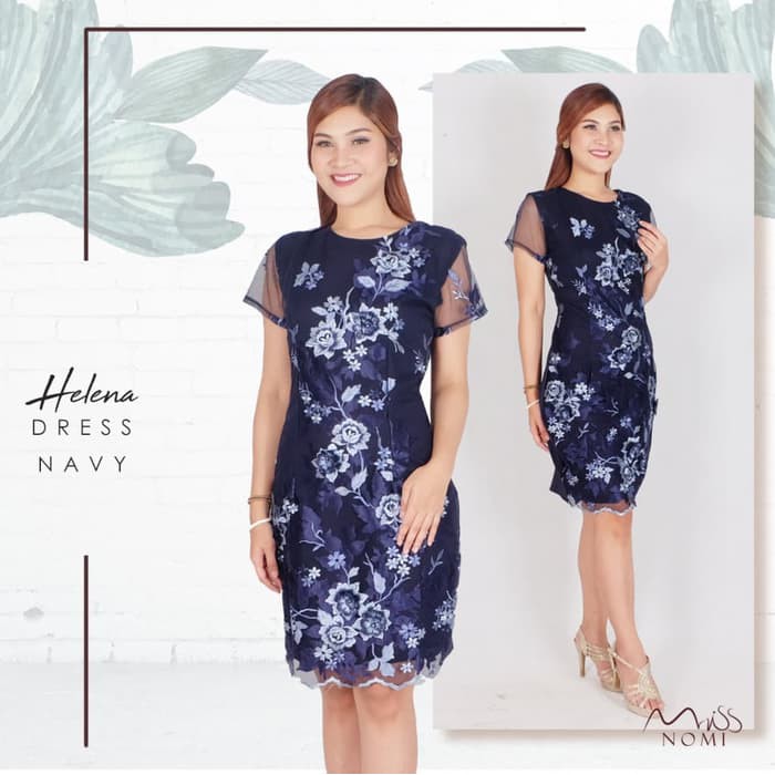 Gaun Pesta Wanita Natal / Dress Pesta Tile Brokat / Dress Scuba Import - Maroon