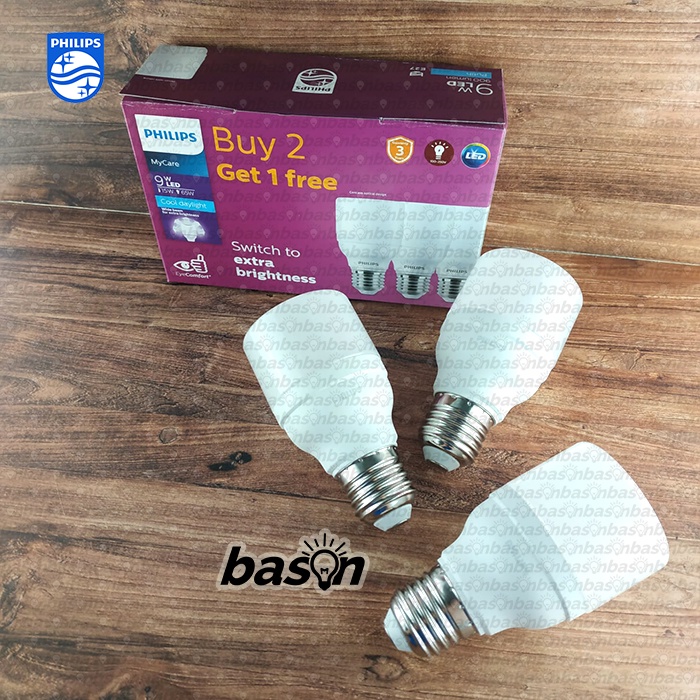 PHILIPS LED Bright 9W Multipack - isi 3 buah Bohlam Lampu LED E27