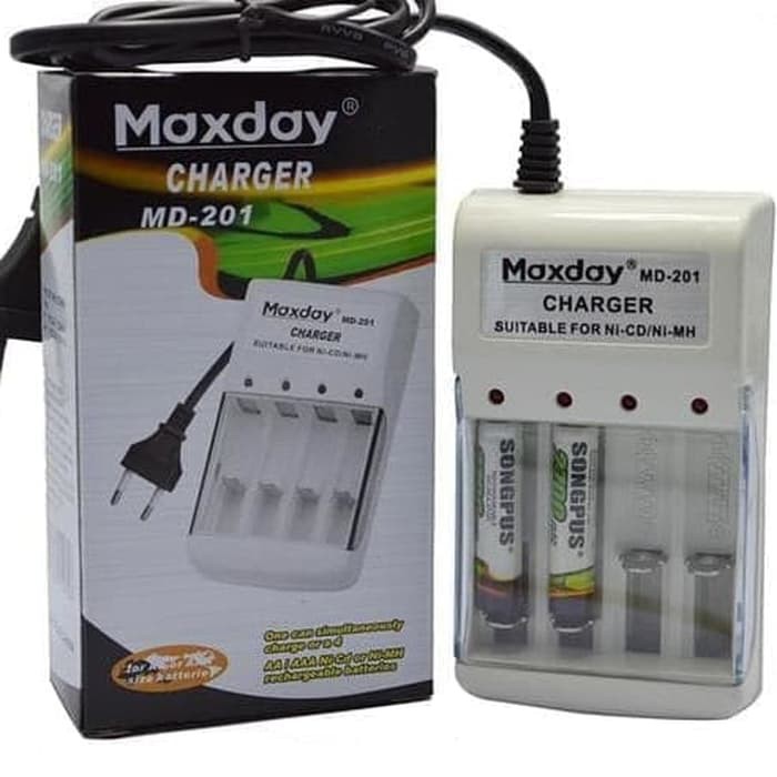 Charger Maxday Battre MD-201 Rechargeable Casan Baterai AA AAA