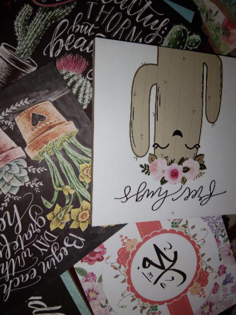 Hiasan Dinding Poster Kayu 1 Set Lafaz Allah Muhammad Kata Quotes Islami 20x20cm