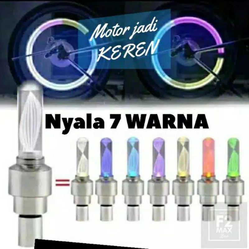 Tutup Pentil LED Menyala 7 Warna Warni Motif Rainbow