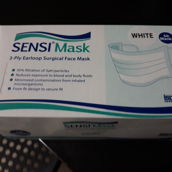 Sensi Mask 4 Ply Double Filter Earloop Surgical Face Mask Masker Sensi Earloop isi 50