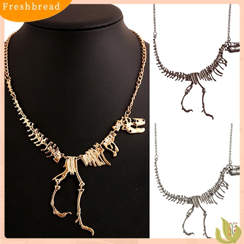 [TERLARIS]Men Women Unisex Punk Dinosaur Bone Drop Pendant Statement Alloy Chain Necklace