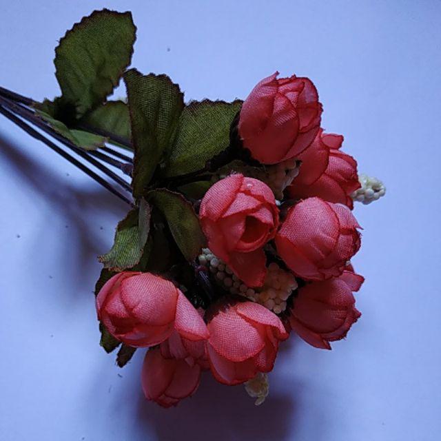 Bunga artificial bunga kuncup BK004, bunga dekorasi / bunga plastik-Merah fanta