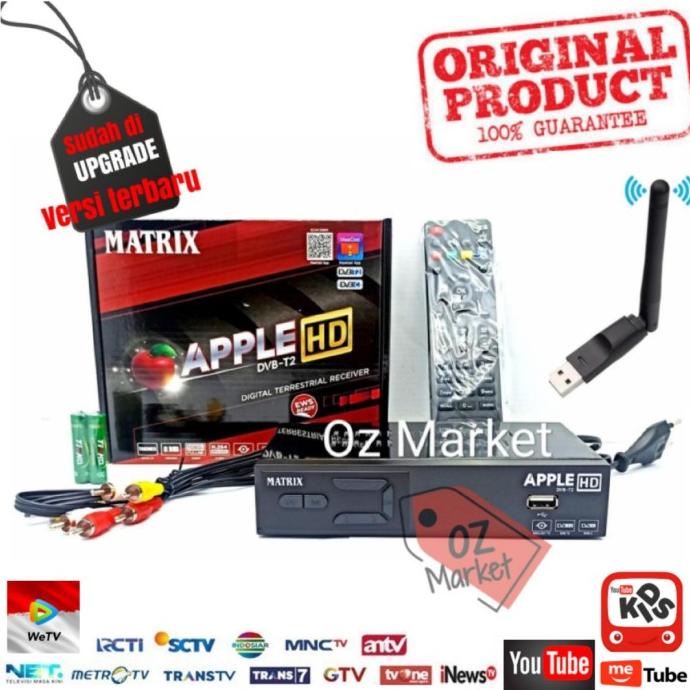 Set Top Box Matrix Apple DVBT2 Matrix Merah Youtube + wifi doungle