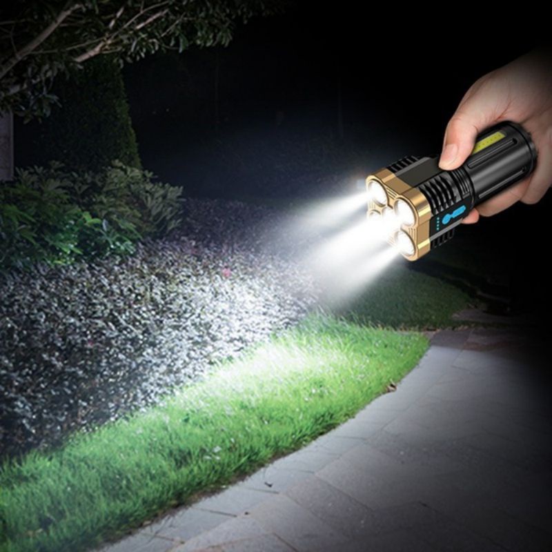 4mode Senter Tahan Air Bertenaga USB 5LEDS COB Flash Portable Emergency Lampu Genggam Kuat Terang Lumen Tinggi Untuk Hiking, Camping, Survival,
