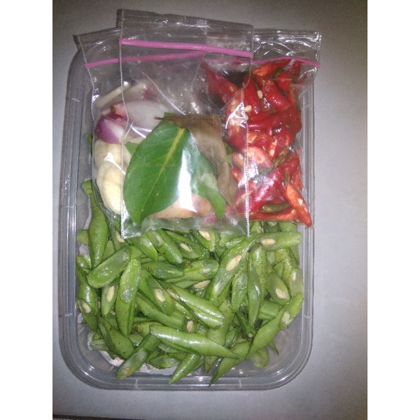 

paket sayur racik instan. tumis buncis udang