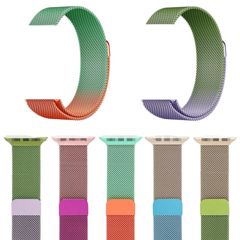 Gradient Color Milanese Watch Band For Aple Watch 8/ultra/7/6/5/4/3/2/1/SE Magnetic Stainless Steel Strap For Iwatch 38/40mm 42/44mm