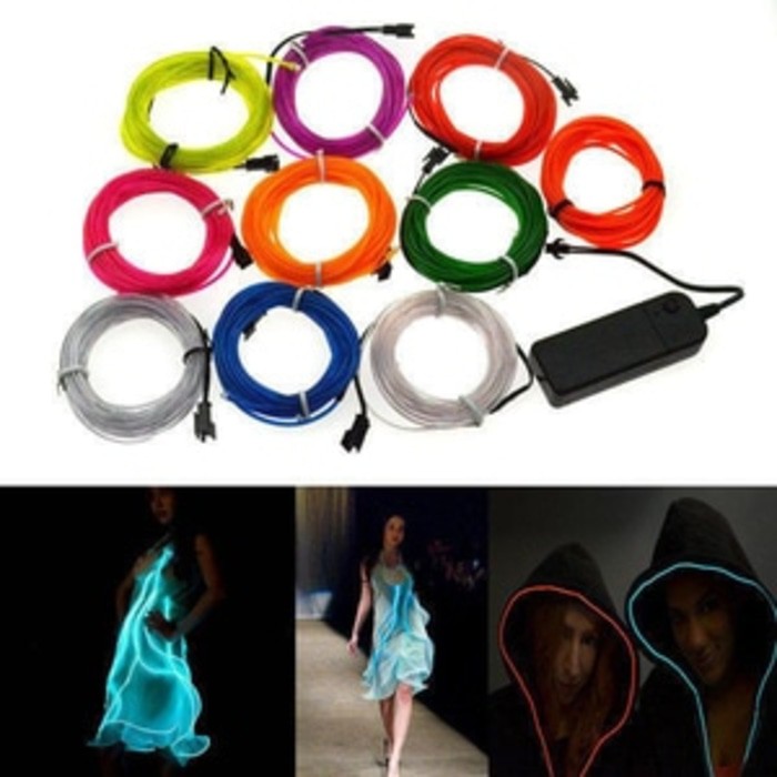 EL Wire/flexible neon wire/led wire 3 Meter with power supply baterai