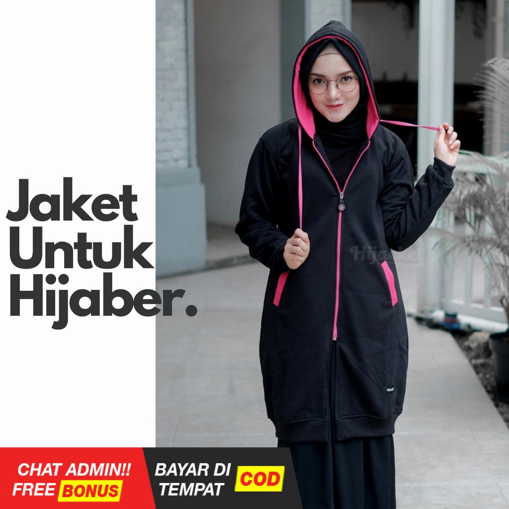 HIJACKET BASIC HITAM | HIJAKET JAKET HIJABER WANITA MUSLIMAH SYARI