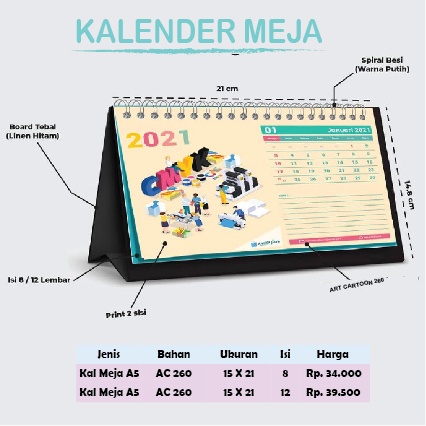 

Cetak Kalender Meja / Kalender Meja A5