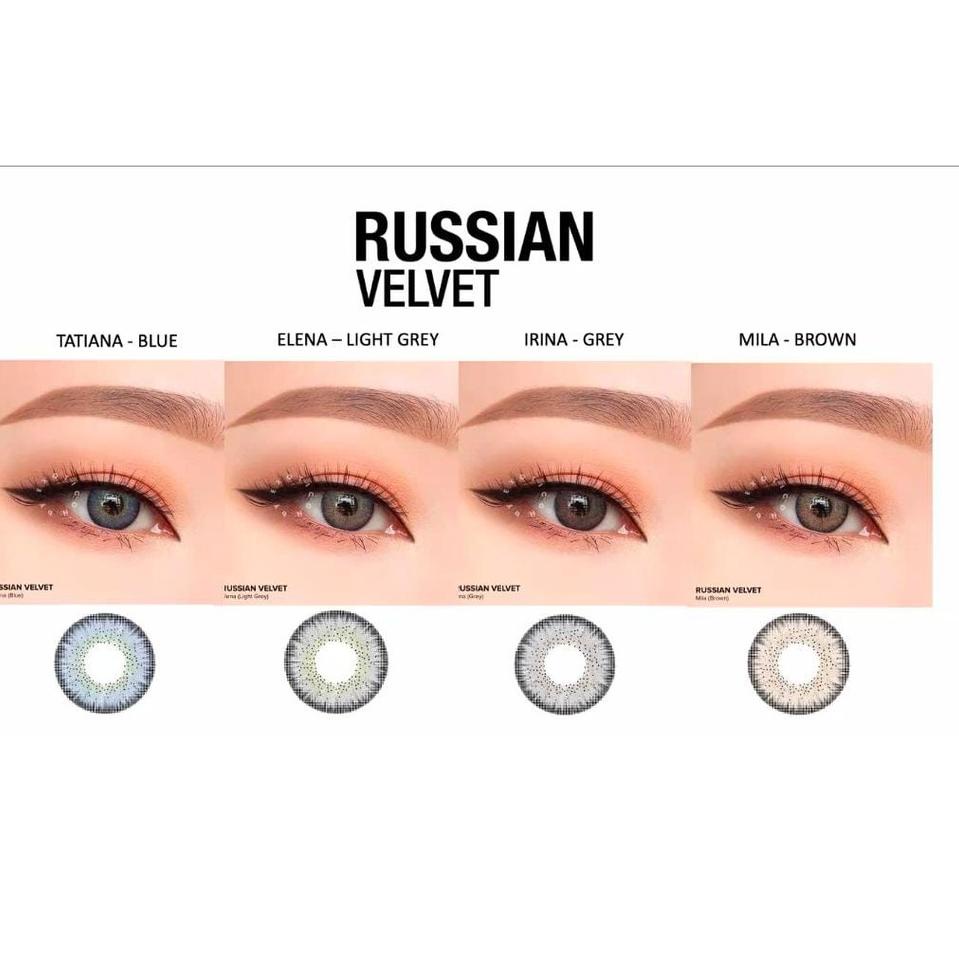 LANGSUNG KIRIM.. SOFTLENS MINUS RUSSIAN VELVET TATIANA (BLUE) & MILA ( BROWN)  by EXOTICON