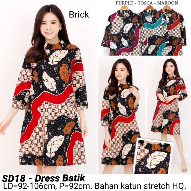 DRESS BATIK CEWEK CANTIK ETNIK 18 BAJU FASHION WANITA MURAH BAGUS