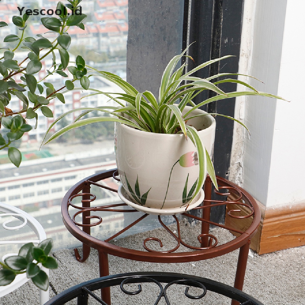 【Yescool】 Potted Stander Home Decor Classic Style Plant Balcony Round Garden Storage Rack .