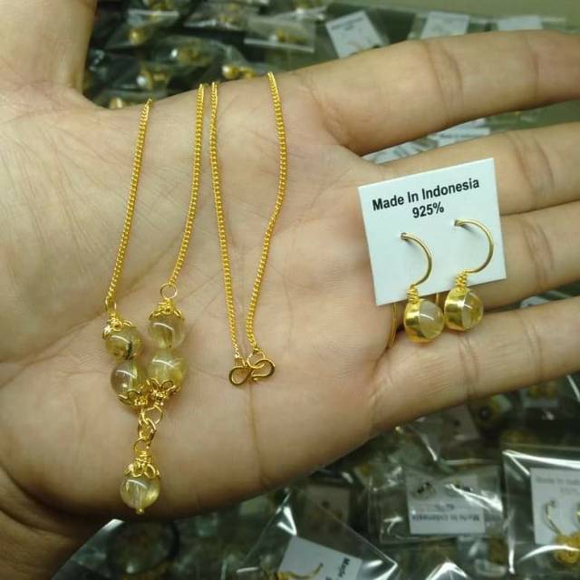 Satu set perhiasan kalung rambut sedana perak lapis emas