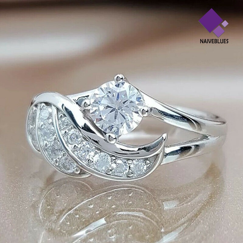 Cincin Bentuk Sayap Malaikat Aksen Berlian Imitasi Untuk Wanita