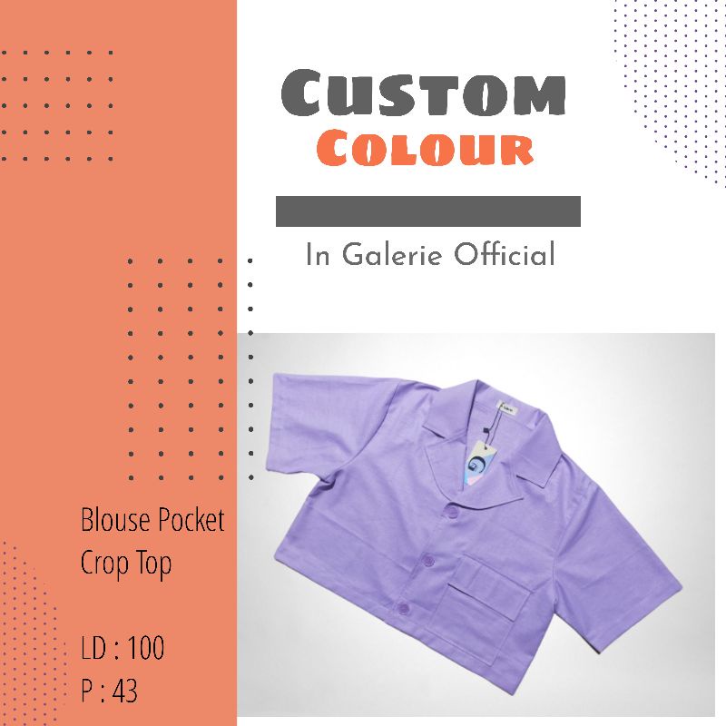 Blouse Kemeja Pocket Crop Top Lilac Atasan Croptee Korea Premium Best Seller Blouse Korea Crop Top C