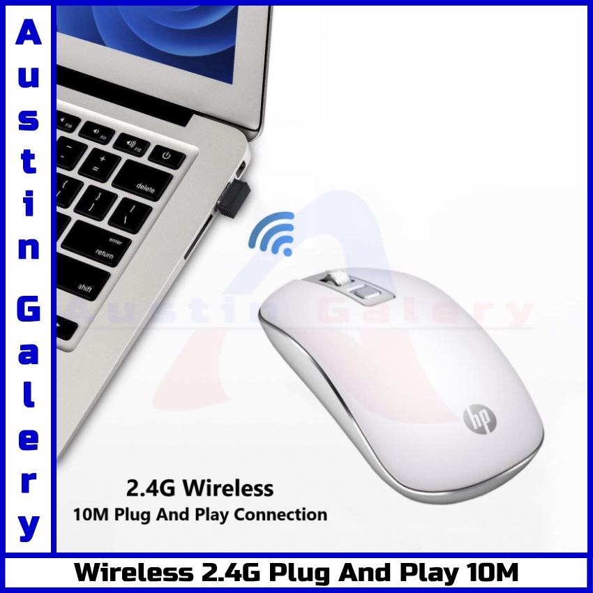 Mouse Wireless HP S4000 Silent 1600DPI Mouse Wireless 2.4G Untuk PC Laptop Komputer