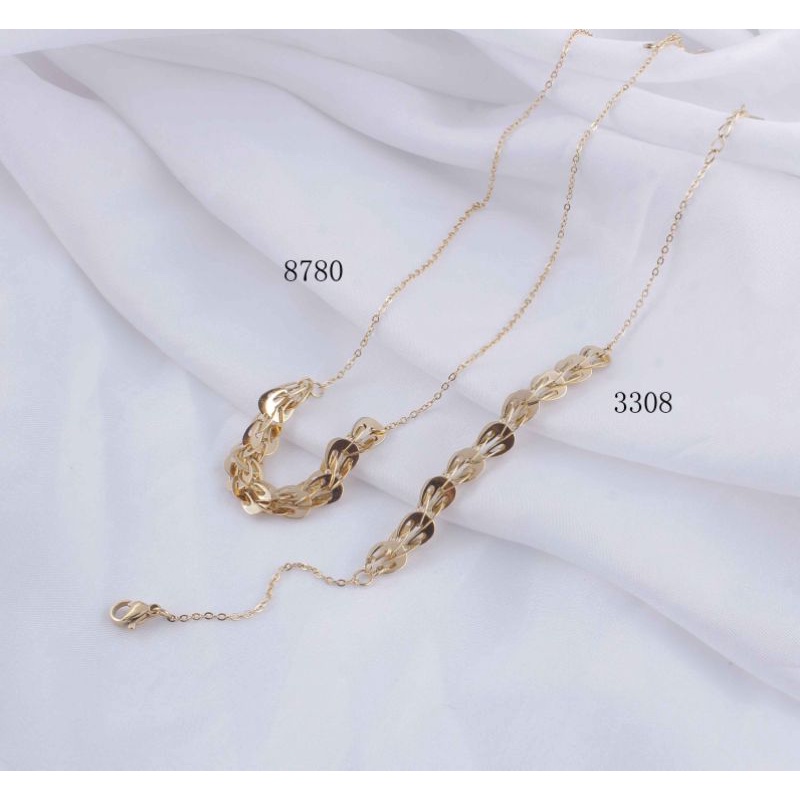 Set perhiasan titanium kalung dan gelang fashion jewellery  8780