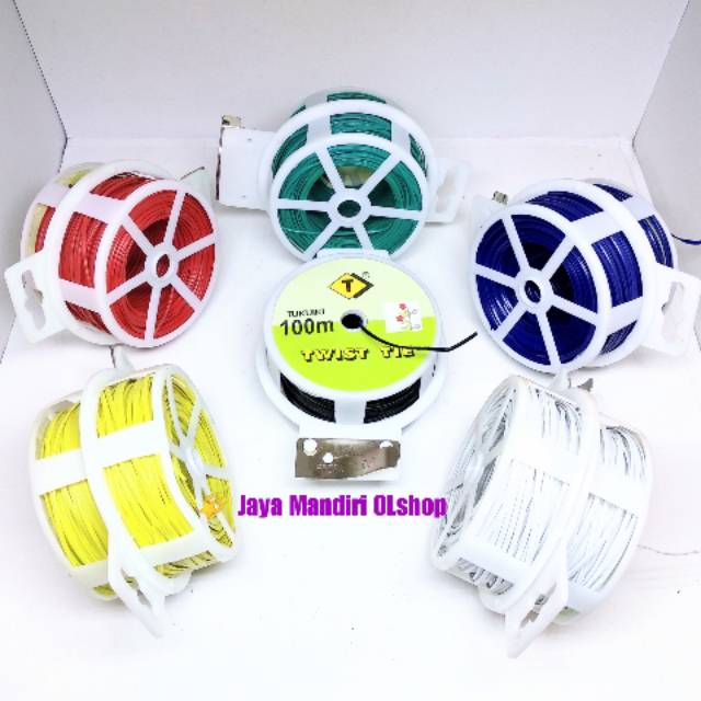 KABEL TWIST TIE 100METER DENGAN PISAU PEMOTONG/PENGIKAT KABEL 100M WARNA WARNI