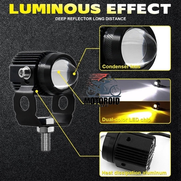 Lampu tembak Laser LED mini 2 warna Highlow putih kuning waterproof CNC