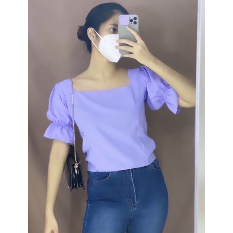 PUFF TOP LILAC | KOREAN TOP UNGU | Hits kekinian