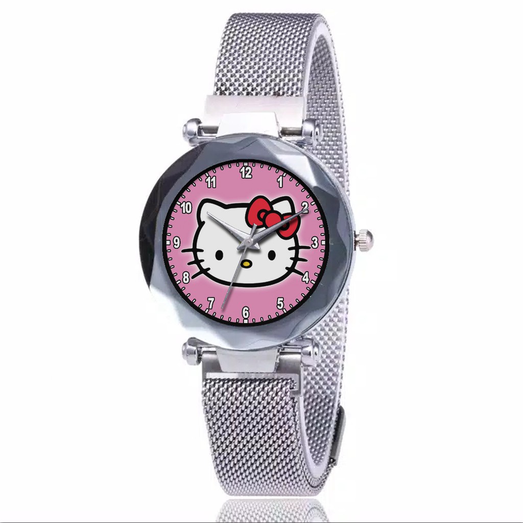 Jam Tangan Wanita Custom - HELLO KITTY MOTIF 2 Free Box &amp; Batre Cadangan