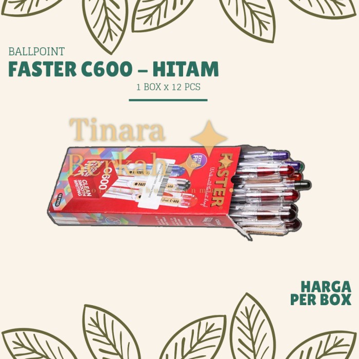

Pulpen Faster C600 Ballpoint Pen / Pena Pen 0.7mm / 1 Box isi 12 Pcs
