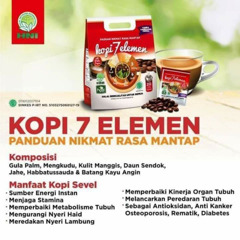 

( COD ) Kopi 7 Elemen isi 20 sachet HNI/HPAI