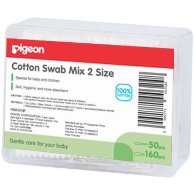 PIGEON Cotton Swab Isi 200 Pcs - Mix 2 Size