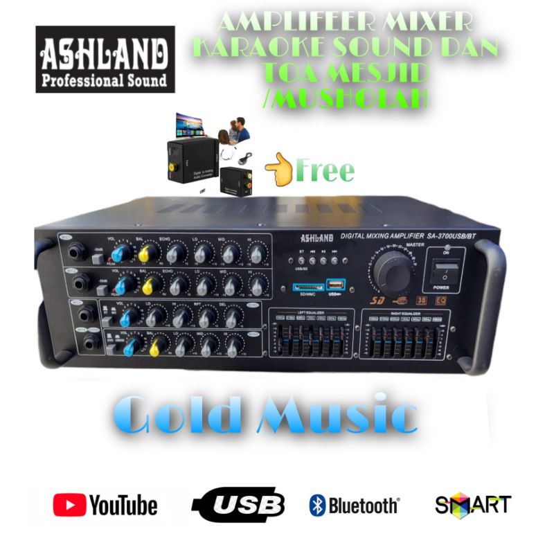 AMPLIFIER MIXER AUDIO ASHLAND AS3700 AMPLI MIXER POWER USB BLUETOOTH GARANSI