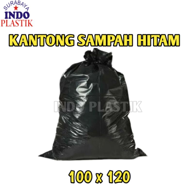 ISI 10 PCS KANTONG PLASTIK SAMPAH KRESEK HITAM JUMBO BESAR HD PE 100X120 CM KRESEK SAMPAH PLASTIK SA