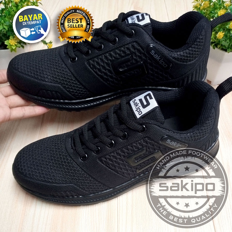 PROMO BTS KEMBALI SEKOLAH !! SEPATU SEKOLAH HITAM POLOS MEREK SAKIPO SD SMP SMA SMK KULIAH / SEPATU BERTALI ANAK SEKOLAH WARNA HITAM  / SEPATU JOGGING RINGAN DI PAKAI / SAKIPO