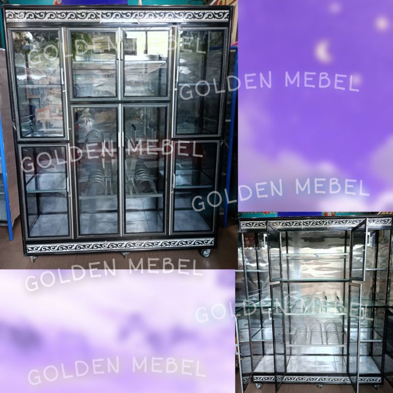 Lemari Piring 4 Pintu Tempahan Engsel Panjang - Star Meubel