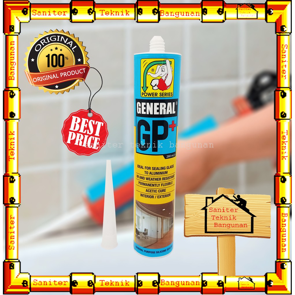 LEM KACA SEALANT SILICONE GENERAL GP PLUS 280GR HITAM PUTIH ABU CLEAR