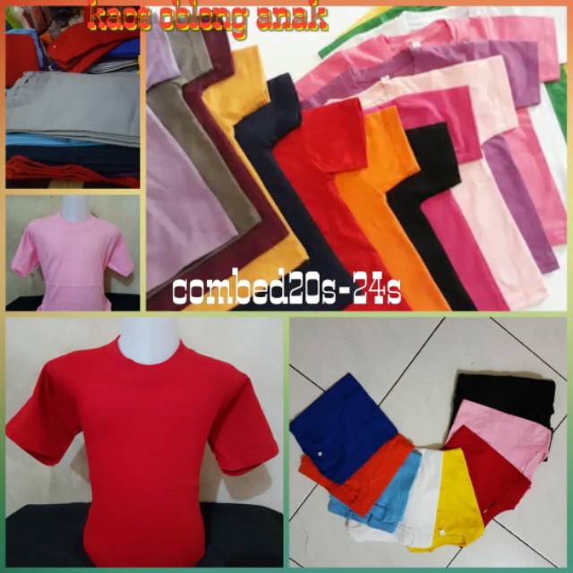  Kaos  oblong o nex katun  combed 20s 24s anak  anak  polos  